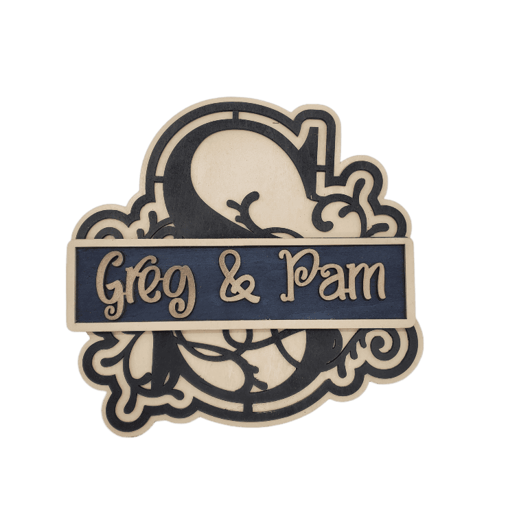 3D layered Monogram sign